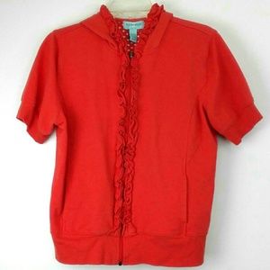 Silver Wear Hooded Ruffle Top Zip Up Size Large